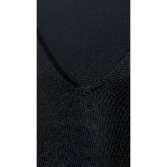 Torrid Black Ruched Bodycon Dress 1X Midi V-Neck 3/4 Sleeve Stretchy Plus Size - Picture 8 of 8